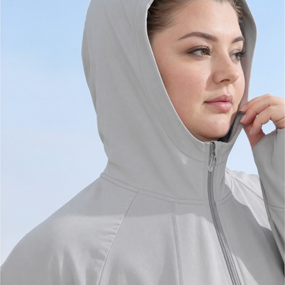 Leichte Sonnenschutzjacke mit Kapuze und Reißverschluss - image 7