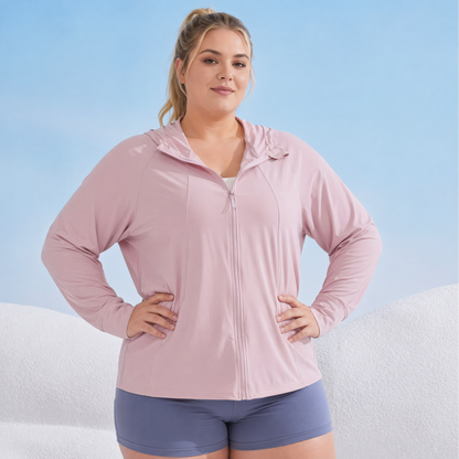 Leichte Sonnenschutzjacke mit Kapuze und Reißverschluss - Rosa - 2XL - image 4