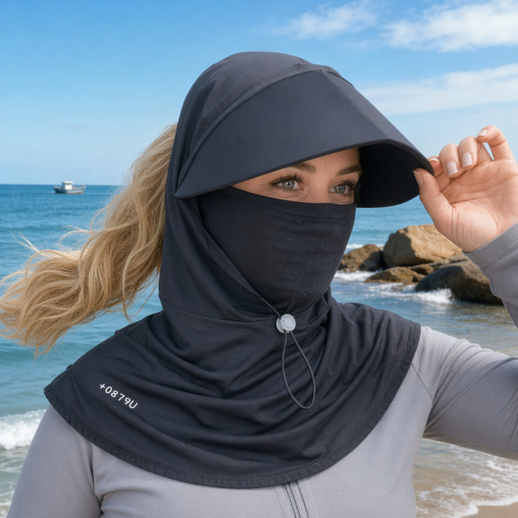 UV-Schutz-Nackencape Sonnenhut - Schwarz - Einheitsgröße - image 2