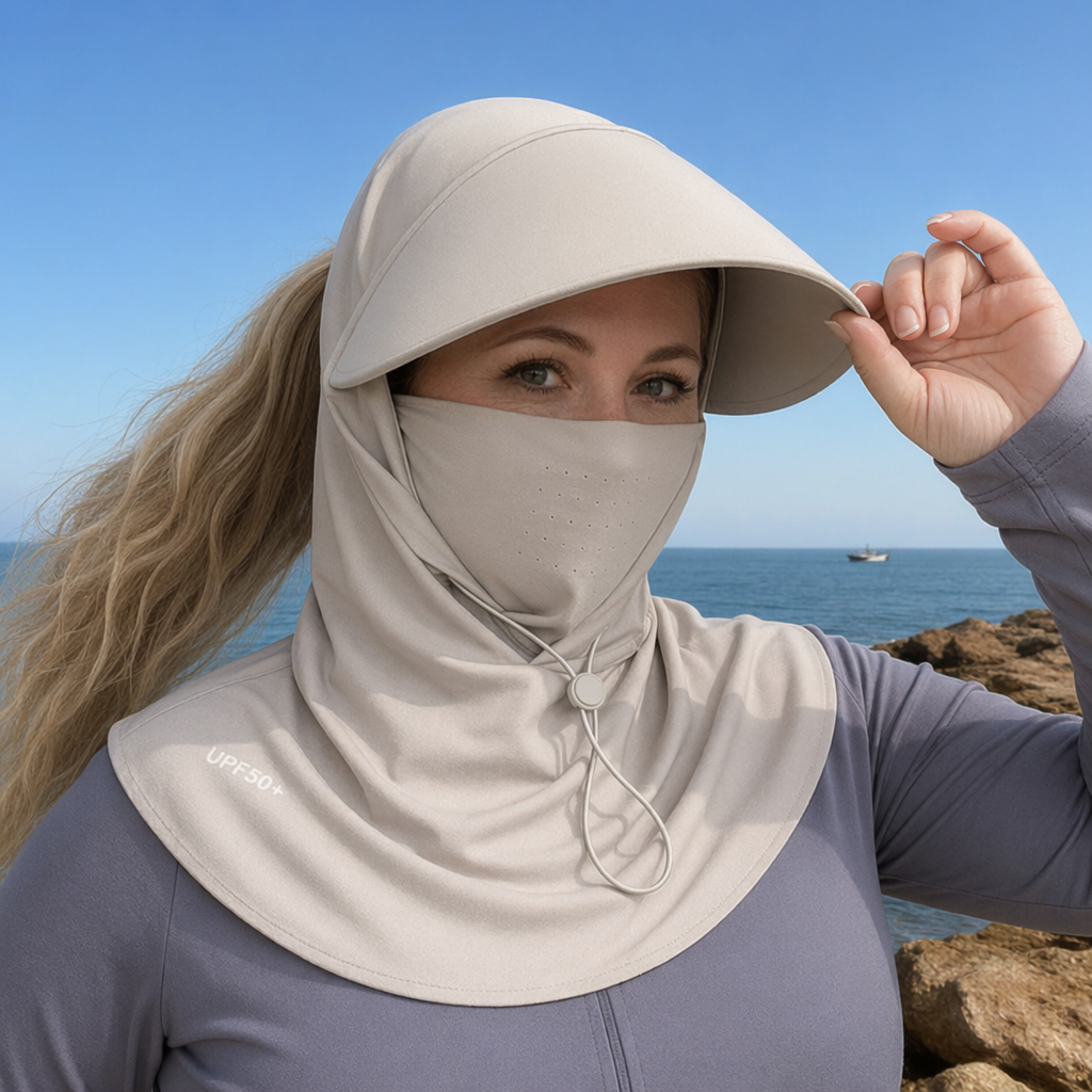 UV-Schutz-Nackencape Sonnenhut - Khaki - Einheitsgröße - image 4