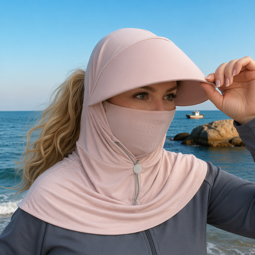 UV-Schutz-Nackencape Sonnenhut - Rosa - Einheitsgröße - image 1