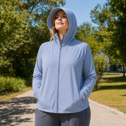 Leichte Sonnenschutzkleidung mit Kapuze - Blau - 4XL - image 8