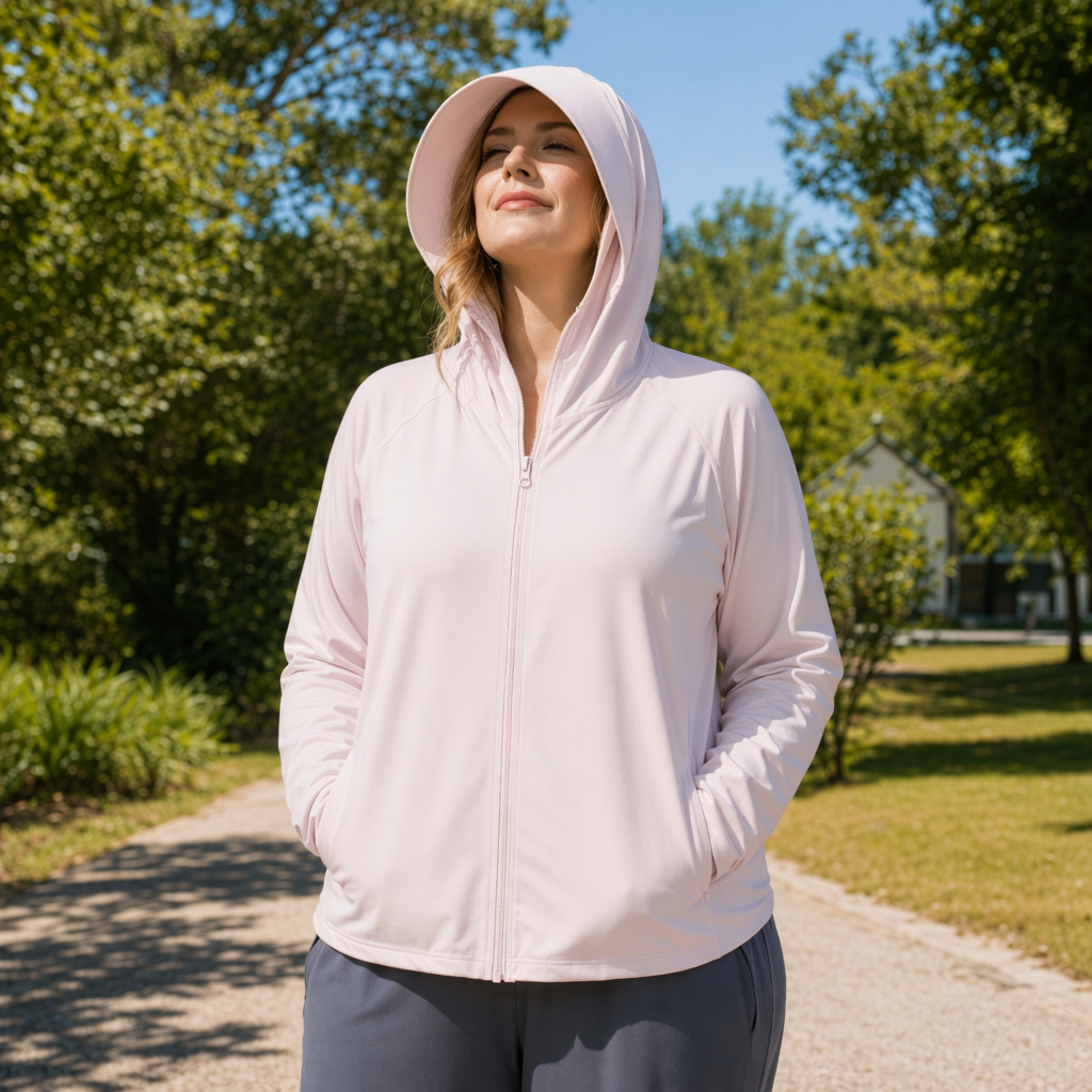 Leichte Sonnenschutzkleidung mit Kapuze - Rosa - 4XL - image 2