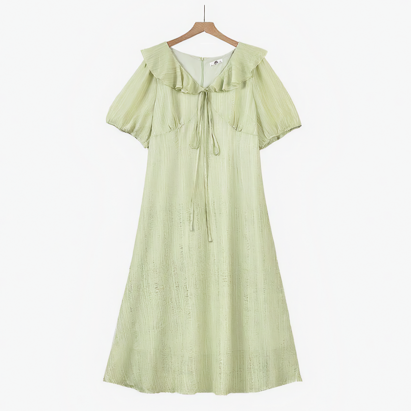 Romantisches Maxikleid mit Rüschenkragen und Puffärmeln - image 0
