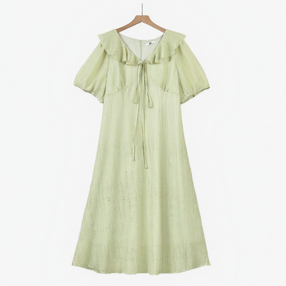 Romantisches Maxikleid mit Rüschenkragen und Puffärmeln - image 0