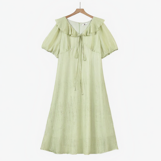 Romantisches Maxikleid mit Rüschenkragen und Puffärmeln - image 0