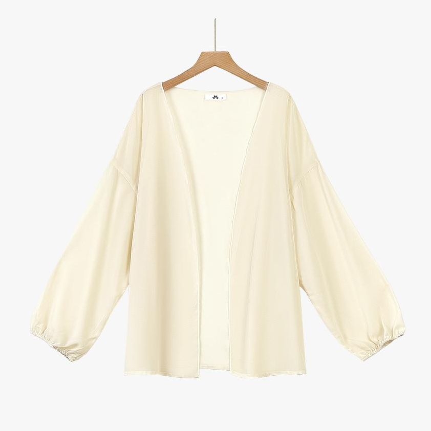 Zweiteiliges Set: Grünes besticktes Unterkleid und weiße Strickjacke mit Puffärmeln - Schal - 6XL - image 1