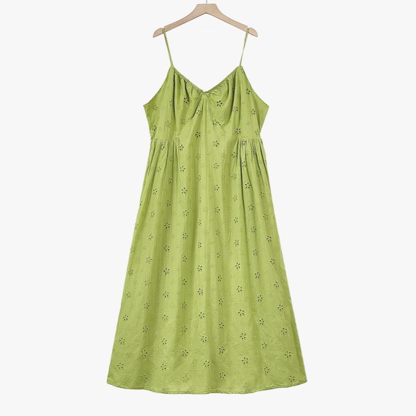 Zweiteiliges Set: Grünes besticktes Unterkleid und weiße Strickjacke mit Puffärmeln - Unterkleid - 6XL - image 4