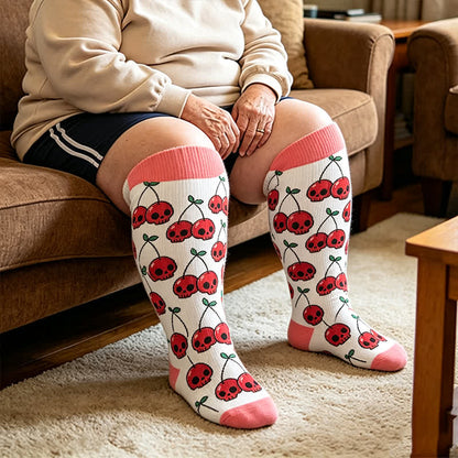 Festliche Kompressionsstrümpfe mit Schleife in Übergröße - Rosa(1 Paar) - 4XL - image 1