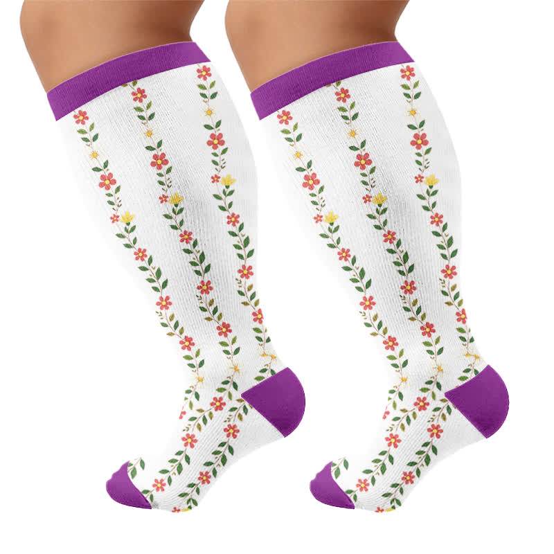 Plus Size Floral Ripped Compression Socken - image 8