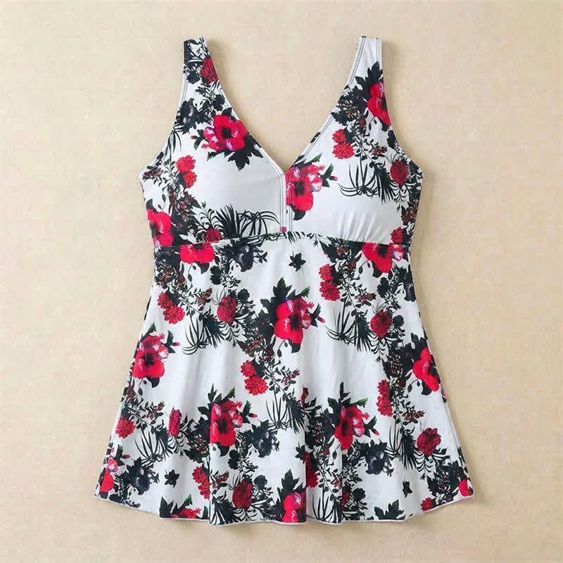 Badekleid mit Blumen- und Polka-Dot-Muster und V-Ausschnitt - image 14