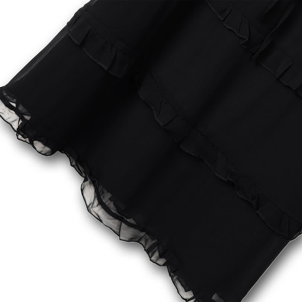 Elegantes Midikleid in Übergröße mit V-Ausschnitt, Rüschen und Bindegürtel - image 4