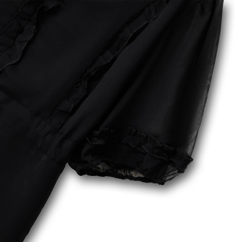 Elegantes Midikleid in Übergröße mit V-Ausschnitt, Rüschen und Bindegürtel - image 2