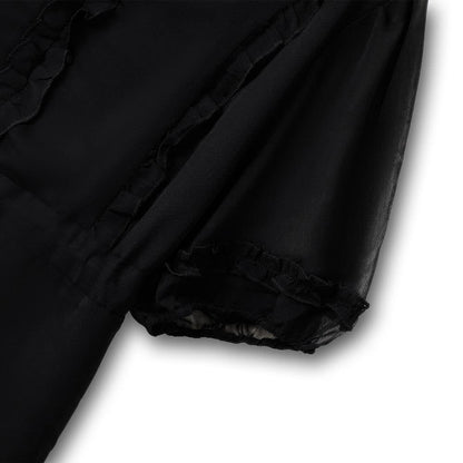 Elegantes Midikleid in Übergröße mit V-Ausschnitt, Rüschen und Bindegürtel - image 2