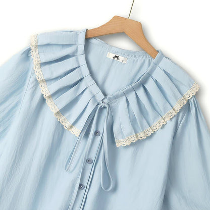Bluse in Übergröße mit Rüschenkragen und Spitzenbesatz - image 1