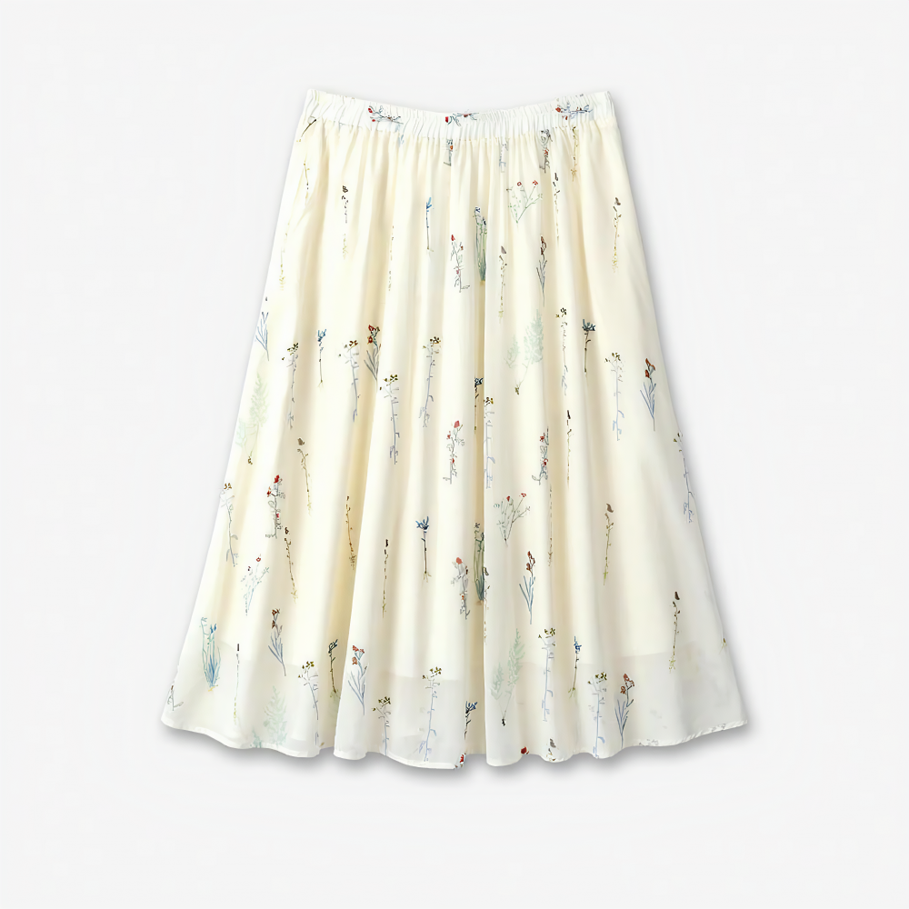 Gelbes, locker sitzendes Oberteil mit Blumenmuster und passender zweiteiliger Rock - Kleid - 6XL - image 5