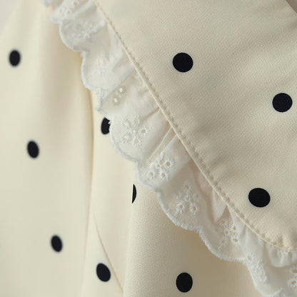 Midikleid in Übergröße mit Polka-Dots und Spitzenkragen - image 6