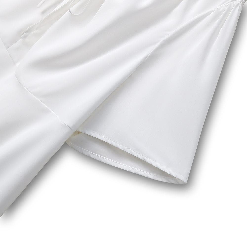 Bluse in Übergröße mit V-Ausschnitt, Bindekragen und Rüschen-Peplum - image 2