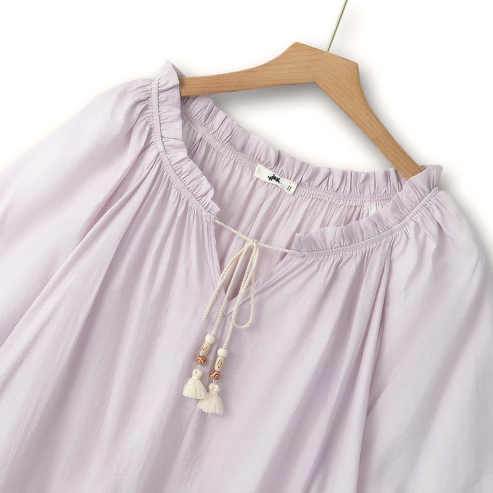 Plus Size Lavendel Quasten-Bluse im Boho-Stil - image 1