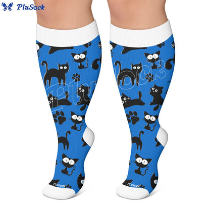 Plus Size Color Pop Cat Kompressionsstrümpfe - image 6