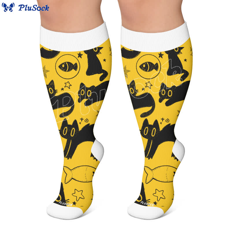 Plus Size Color Pop Cat Kompressionsstrümpfe - image 5