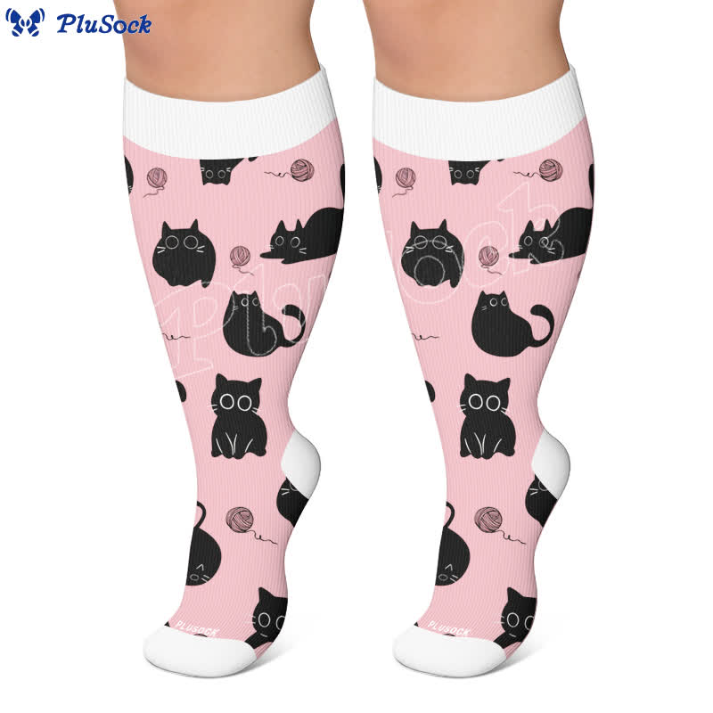 Plus Size Color Pop Cat Kompressionsstrümpfe - image 7