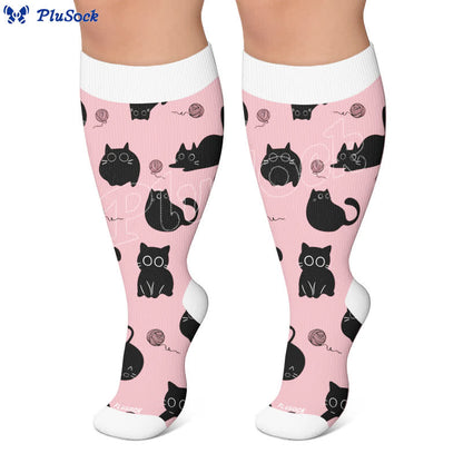 Plus Size Color Pop Cat Kompressionsstrümpfe - image 7