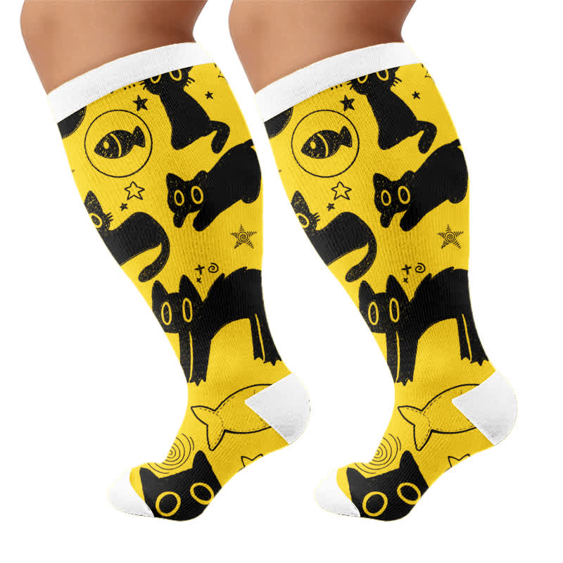 Plus Size Color Pop Cat Kompressionsstrümpfe - image 8