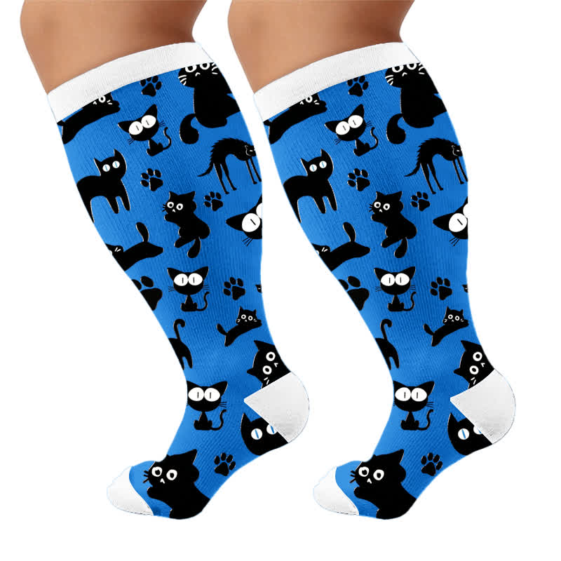 Plus Size Color Pop Cat Kompressionsstrümpfe - image 9