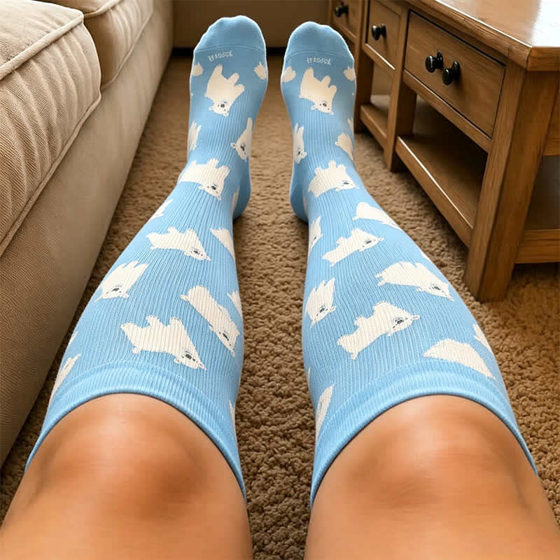 Kompressionsstrümpfe in Übergröße mit Cartoon-Blumen- und Tiermotiven - image 1