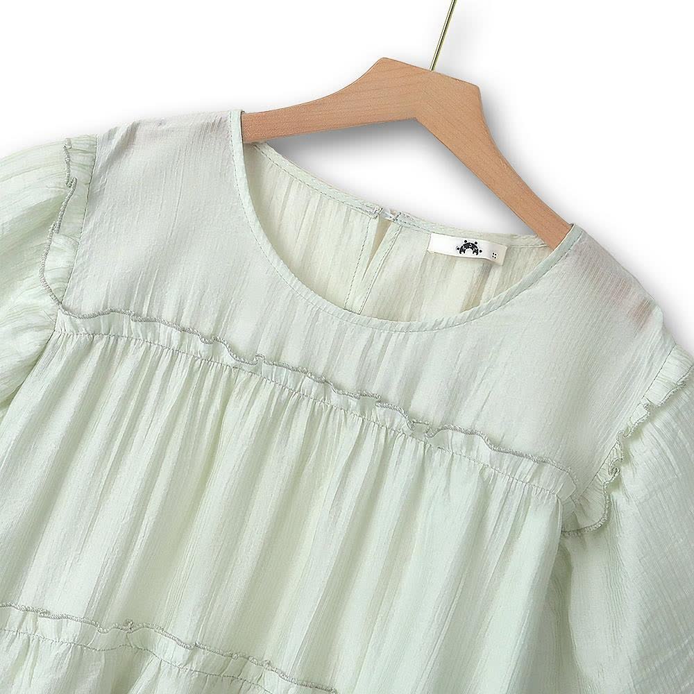 Plus Size Stufenbluse aus Tencel mit flatternden Ärmeln - image 1