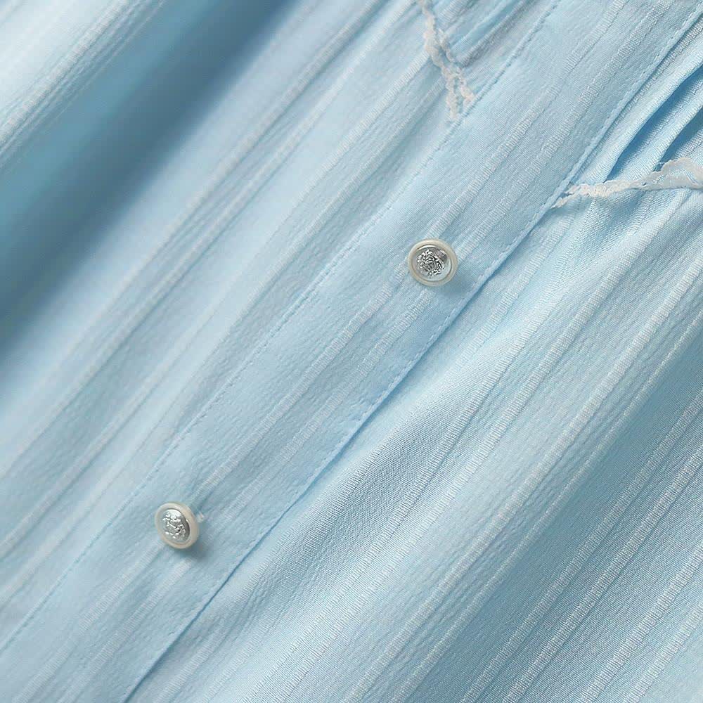 Plus Size Kleid in Blau mit Kontrastkragen, Schleife und Rüschensaum - image 5