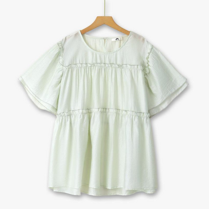 Plus Size Stufenbluse aus Tencel mit flatternden Ärmeln - Grün - 6XL - image 0