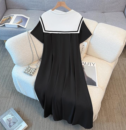Midikleid aus Baumwollmischgewebe mit Matrosenkragen in Übergröße - image 6