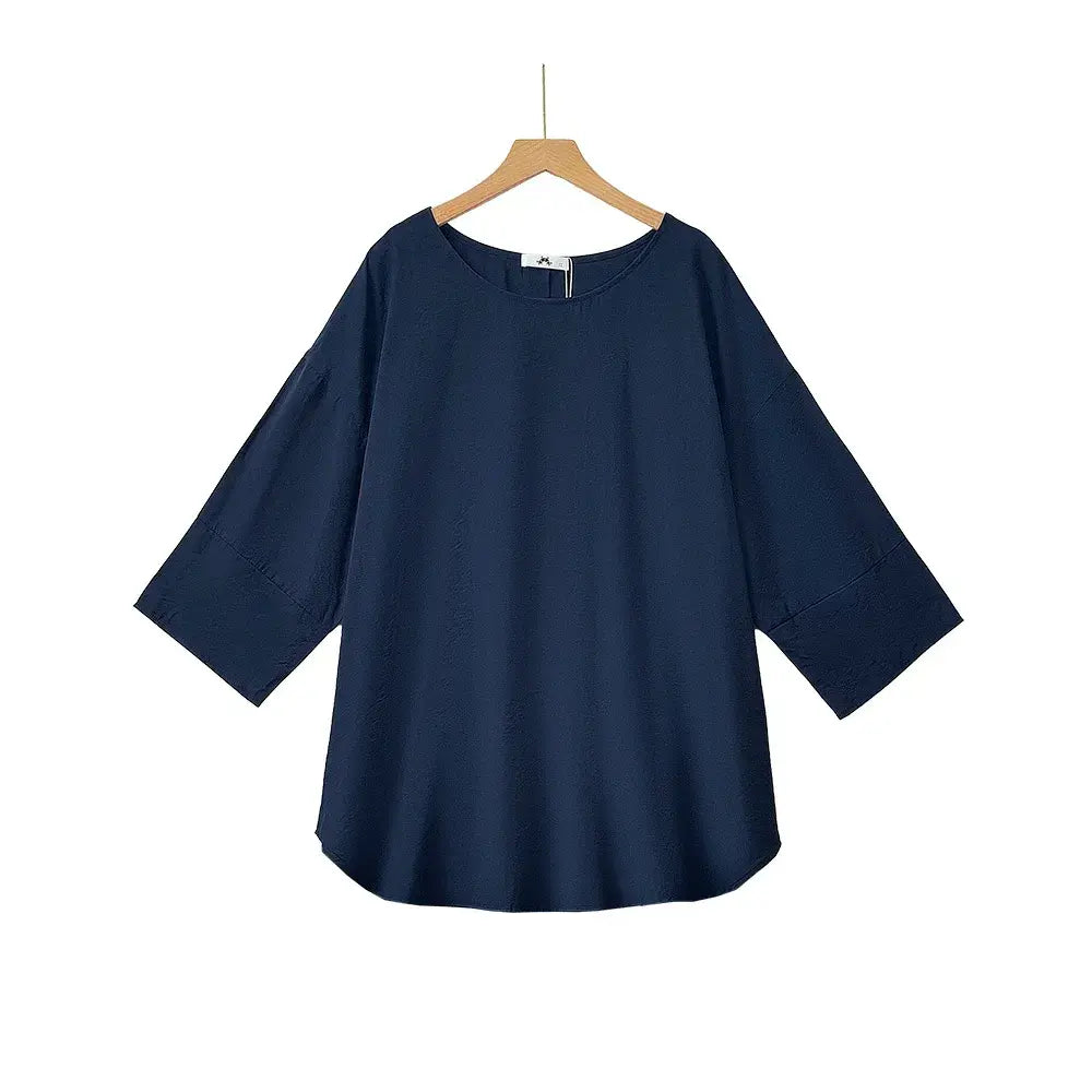 Plus Size marineblaues Oberteil mit Tiermuster-Kleid-Set - Bluse - 6XL - image 6