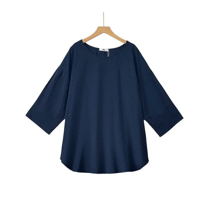 Plus Size marineblaues Oberteil mit Tiermuster-Kleid-Set - Bluse - 6XL - image 6