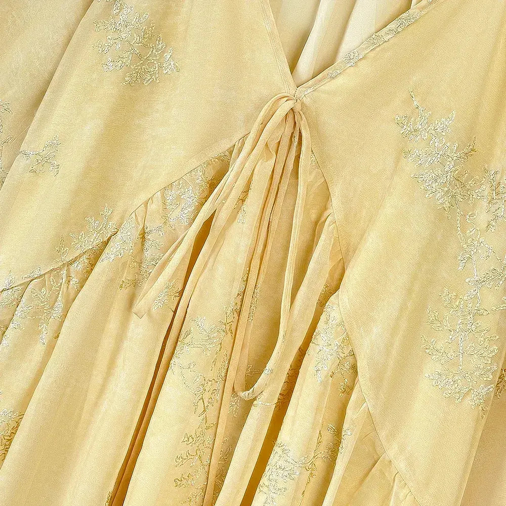 Gelbes Blumen-Cape-Maxirock-Set in Übergröße - image 2
