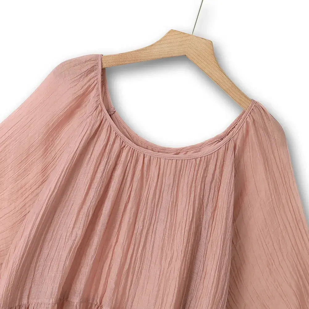 Rosa, strukturiertes Empire-Midaxi-Kleid in Übergröße - image 4