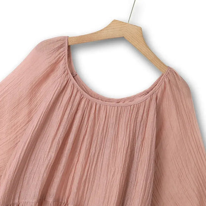 Rosa, strukturiertes Empire-Midaxi-Kleid in Übergröße - image 4
