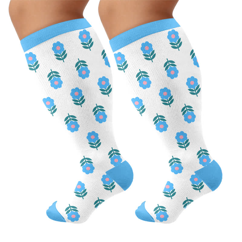 Pastellfarbene Kompressionsstrümpfe in Übergröße - Blau (1 Paar) - 4XL - image 8