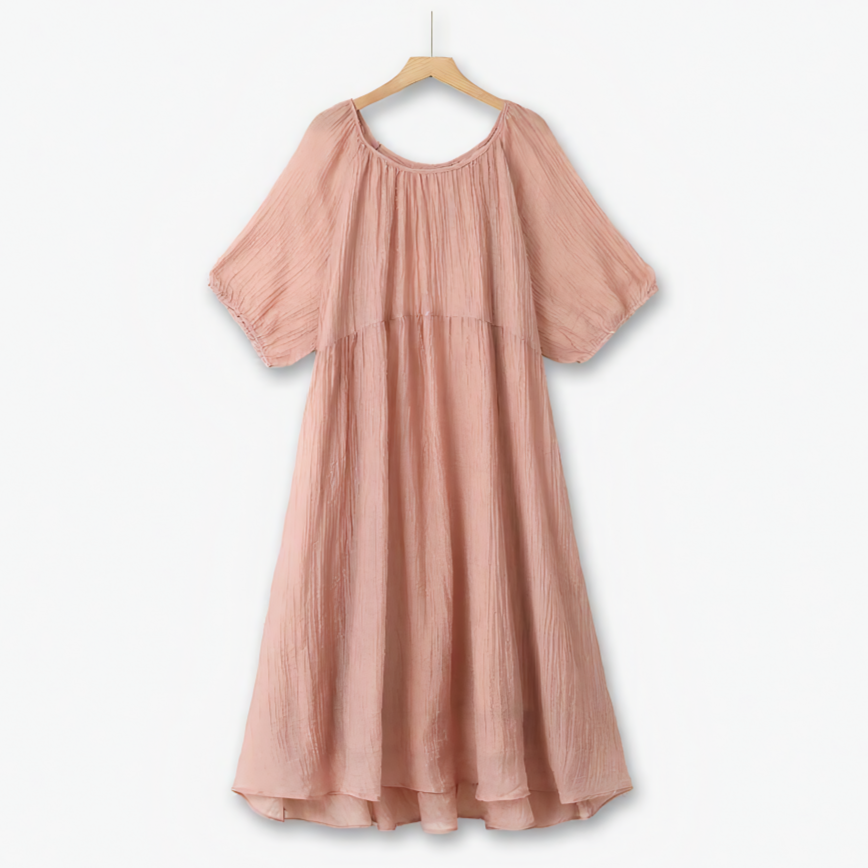 Rosa, strukturiertes Empire-Midaxi-Kleid in Übergröße - Rosa - 6XL - image 0