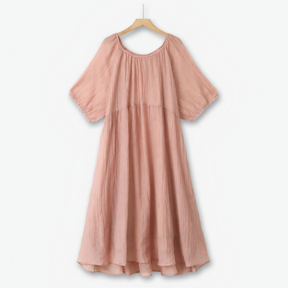 Rosa, strukturiertes Empire-Midaxi-Kleid in Übergröße - Rosa - 6XL - image 0