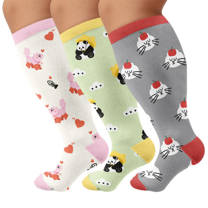 Kompressionsstrümpfe mit Panda-, Katzen- und Hundemotiv in Übergröße - image 4