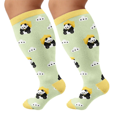 Kompressionsstrümpfe mit Panda-, Katzen- und Hundemotiv in Übergröße - Grün - 4XL - image 10