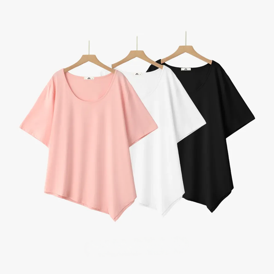 Baumwollbluse in Übergröße mit asymmetrischem Saum - image 0