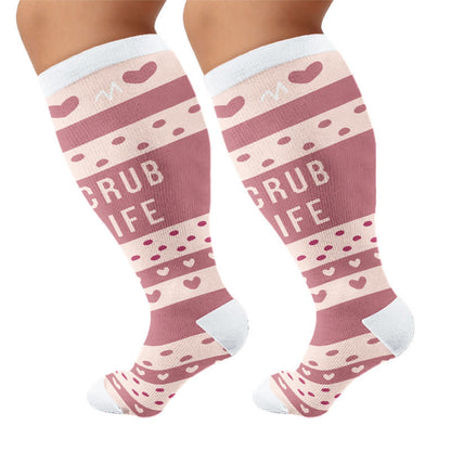Kompressionsstrümpfe mit Krankenschwester-Print in Übergröße (3 Paar) - Rosa - 4XL - image 8