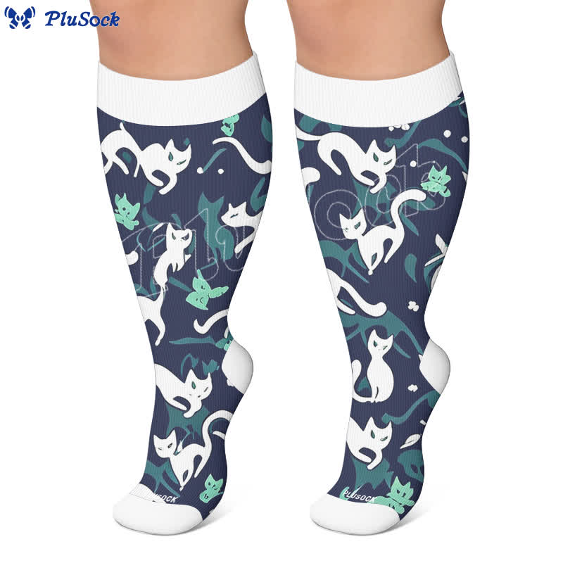 Kompressionsstrümpfe mit Katzen- und Papageienmotiv in Übergröße - image 4