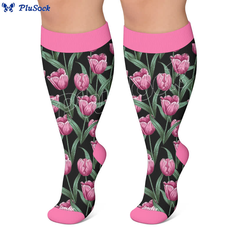 Tulpenblüten-Kompressionsstrümpfe in Übergröße - image 4