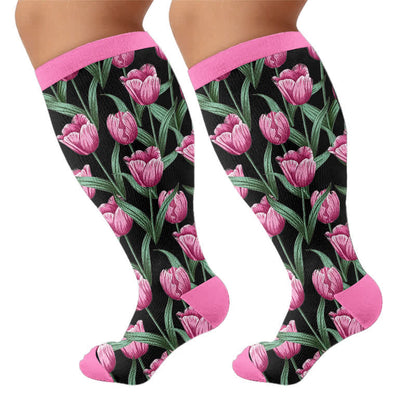 Tulpenblüten-Kompressionsstrümpfe in Übergröße - image 8