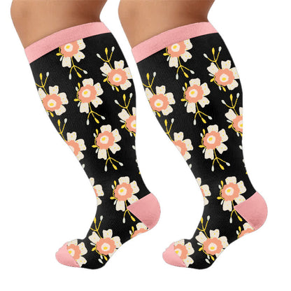 Kompressionsstrümpfe mit Blumen- und Bienenmuster in Übergröße - image 10